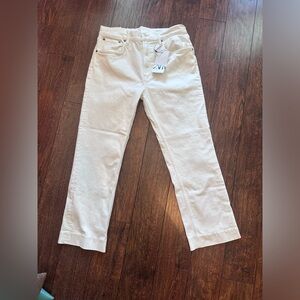 ZARA slim fit cropped bootcut high rise jeans in white size 10 **Damaged**